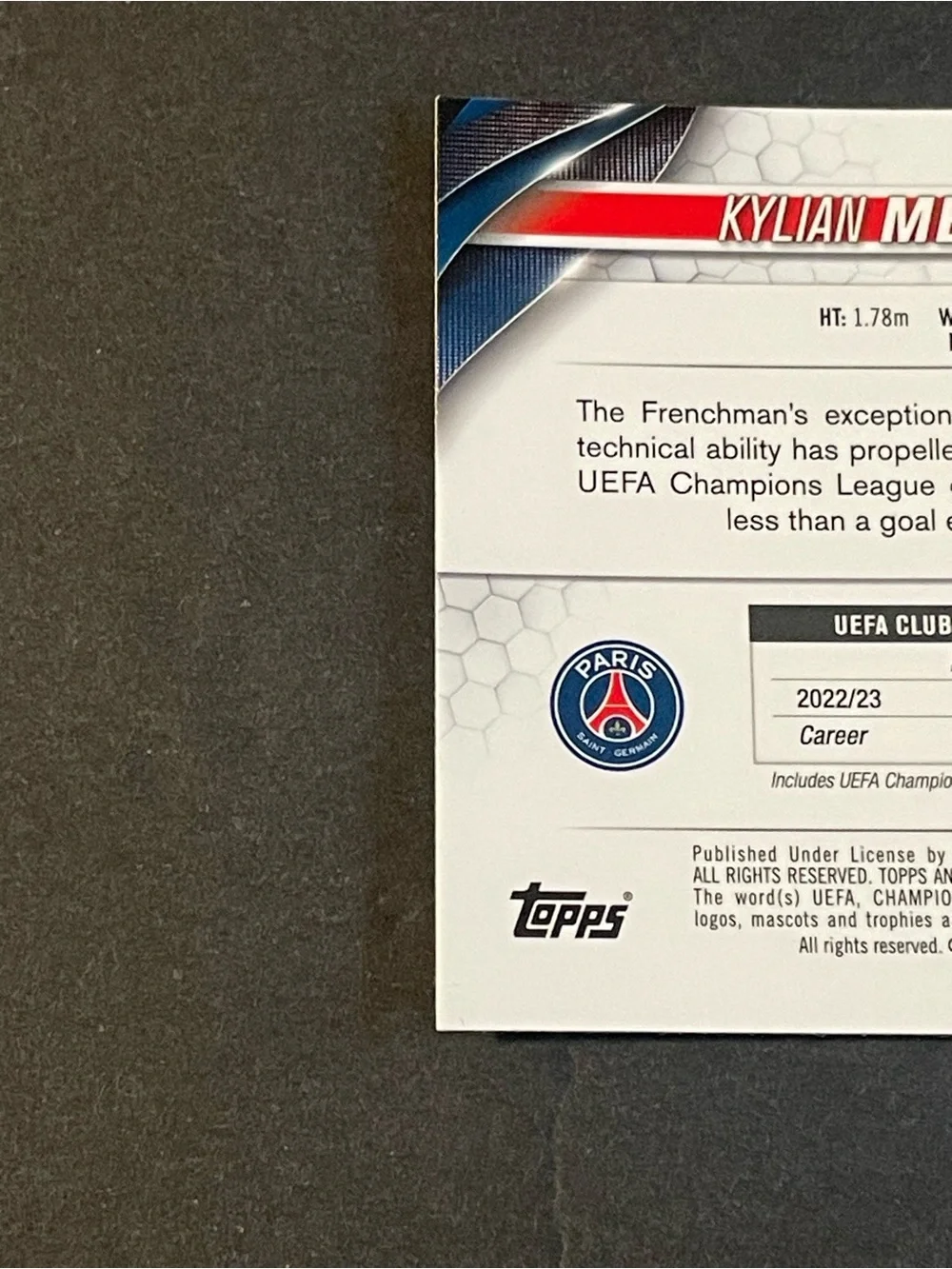 2023-24 Topps Chrome UEFA Club Competitions - Kylian Mbappe #21 - Picture 8 of 8